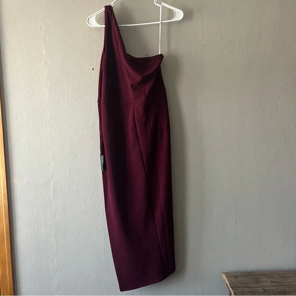 Lulu's One Shoulder Burgundy Dress - Picture 8 of 10
